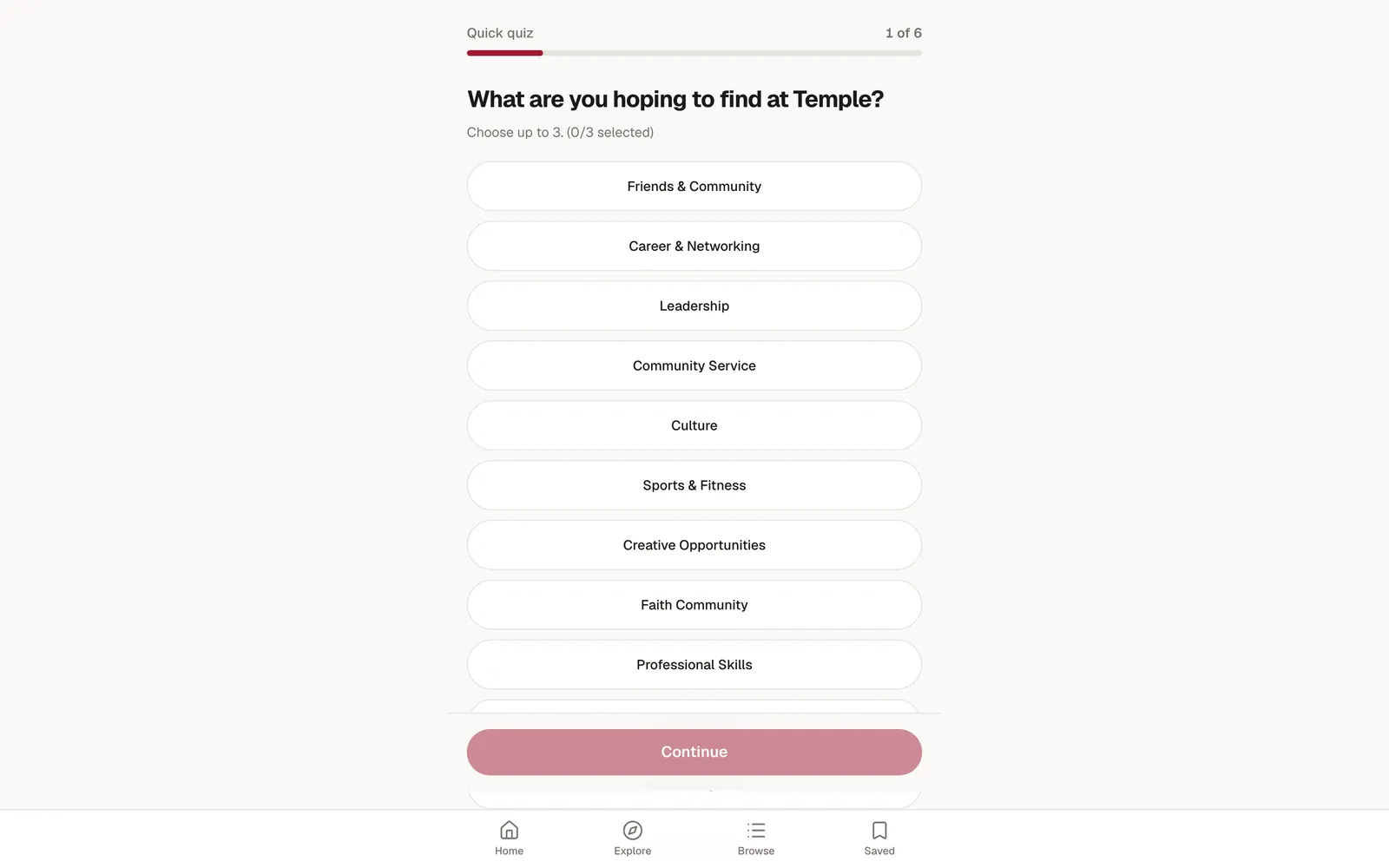 Community Connect student quiz